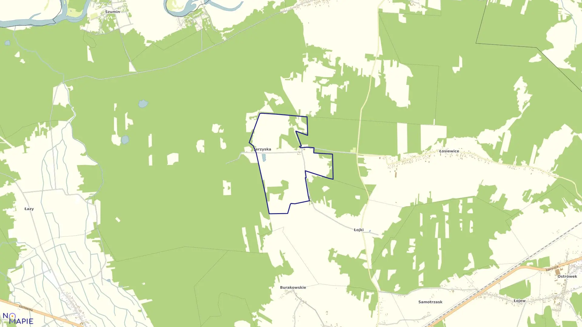 Mapa obrębu JERZYSKA w gminie Łochów