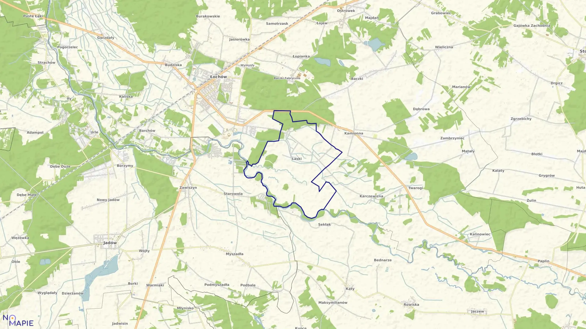 Mapa obrębu LASKI w gminie Łochów