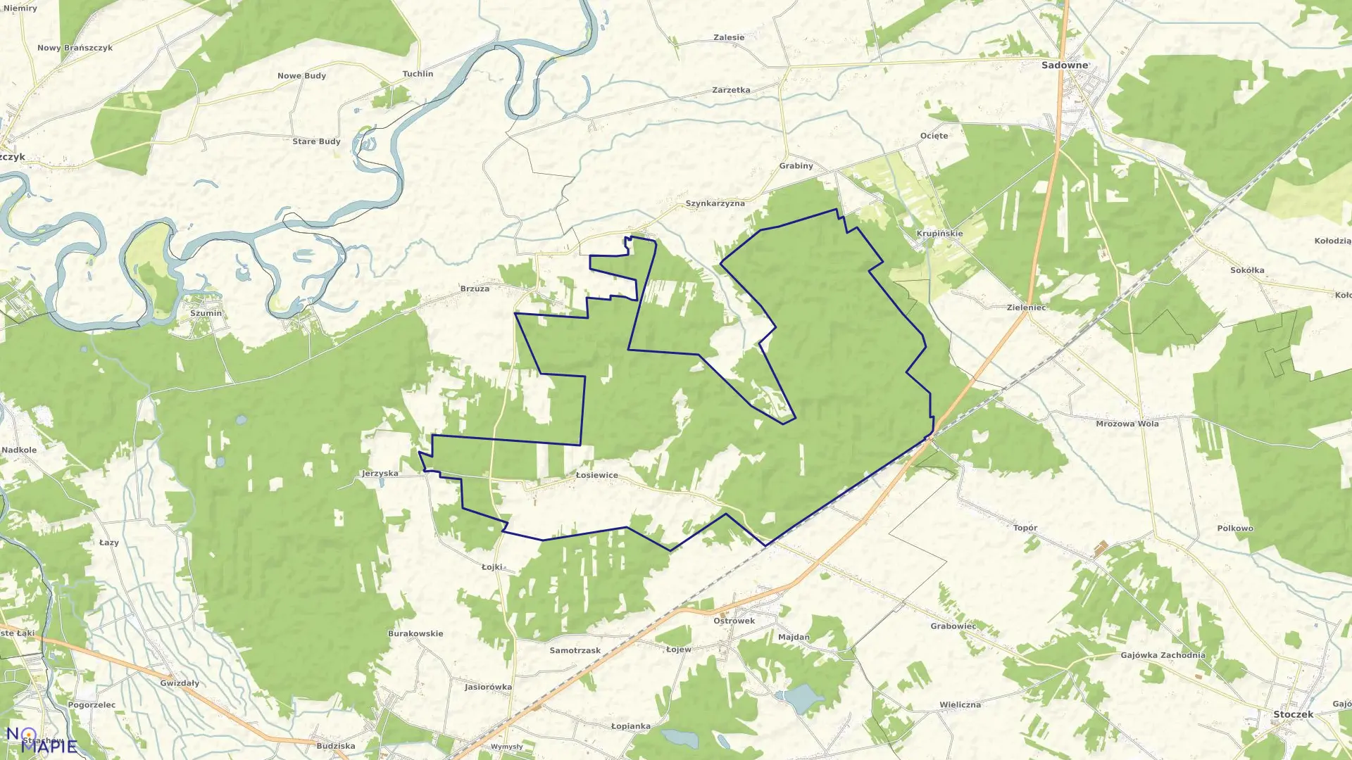 Mapa obrębu ŁOSIEWICE w gminie Łochów