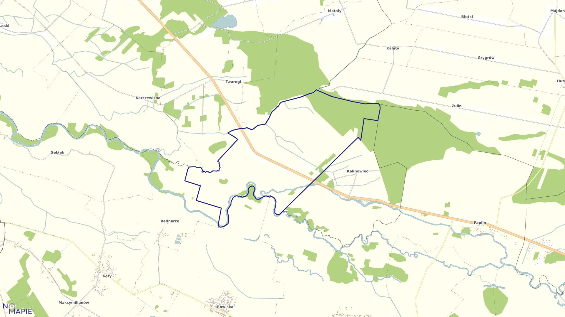 Mapa obrębu WÓLKA PAPLIŃSKA w gminie Łochów